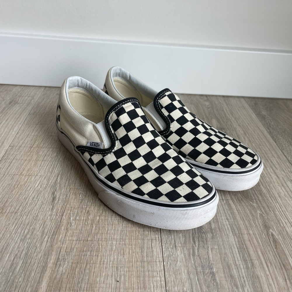Vans Black & White Checkered Slip On Shoes